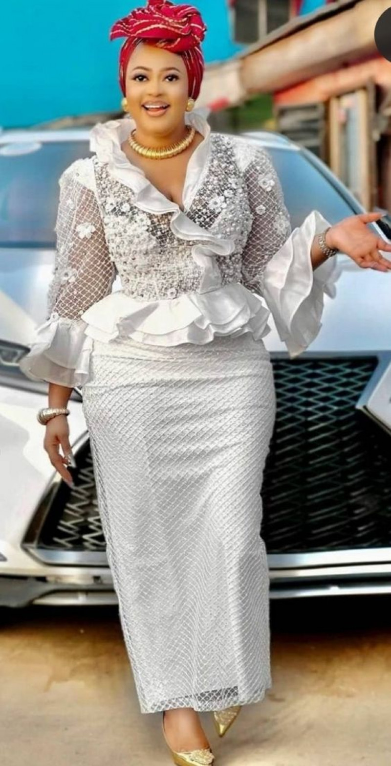 White Long Sleeves Cropped Blouse, White Mesh/Transparent Casual Skirt, White Lace Slit