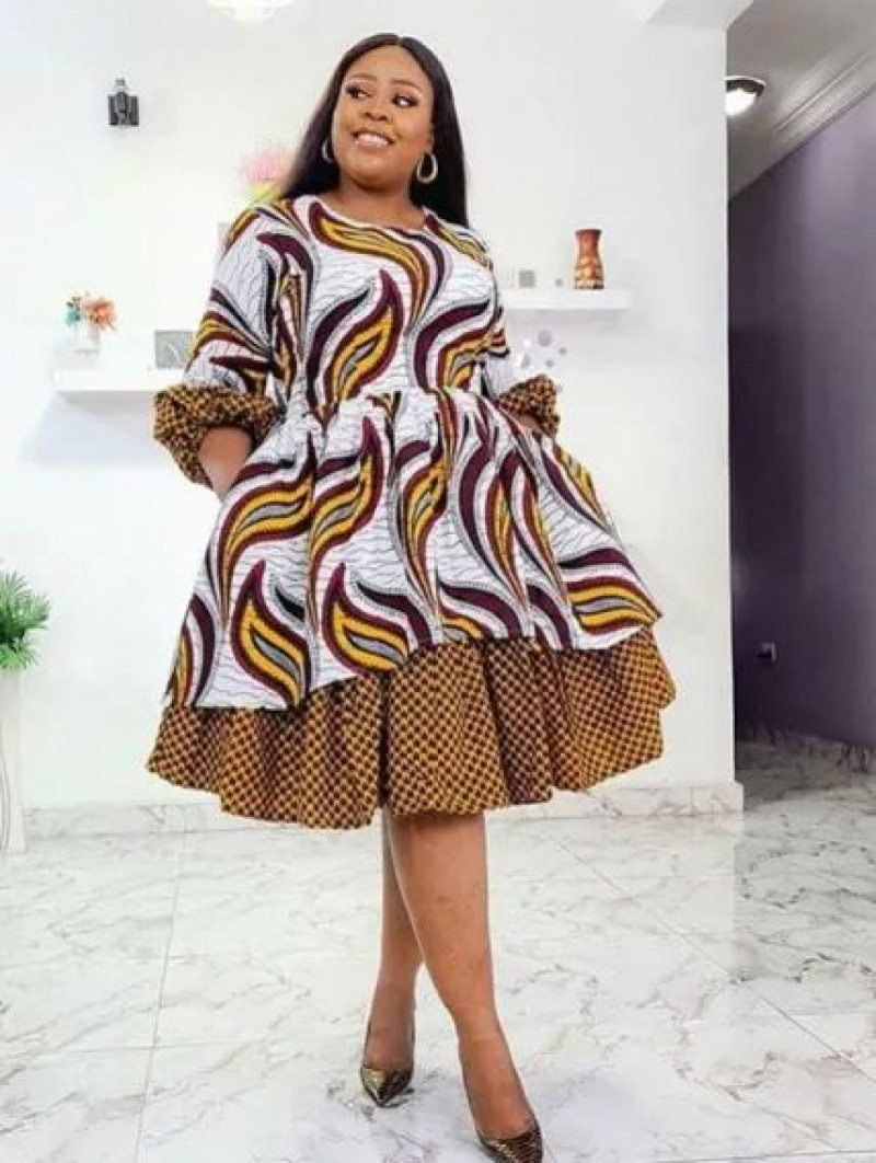   Midi Blouse Dress, Ankara Dress Styles