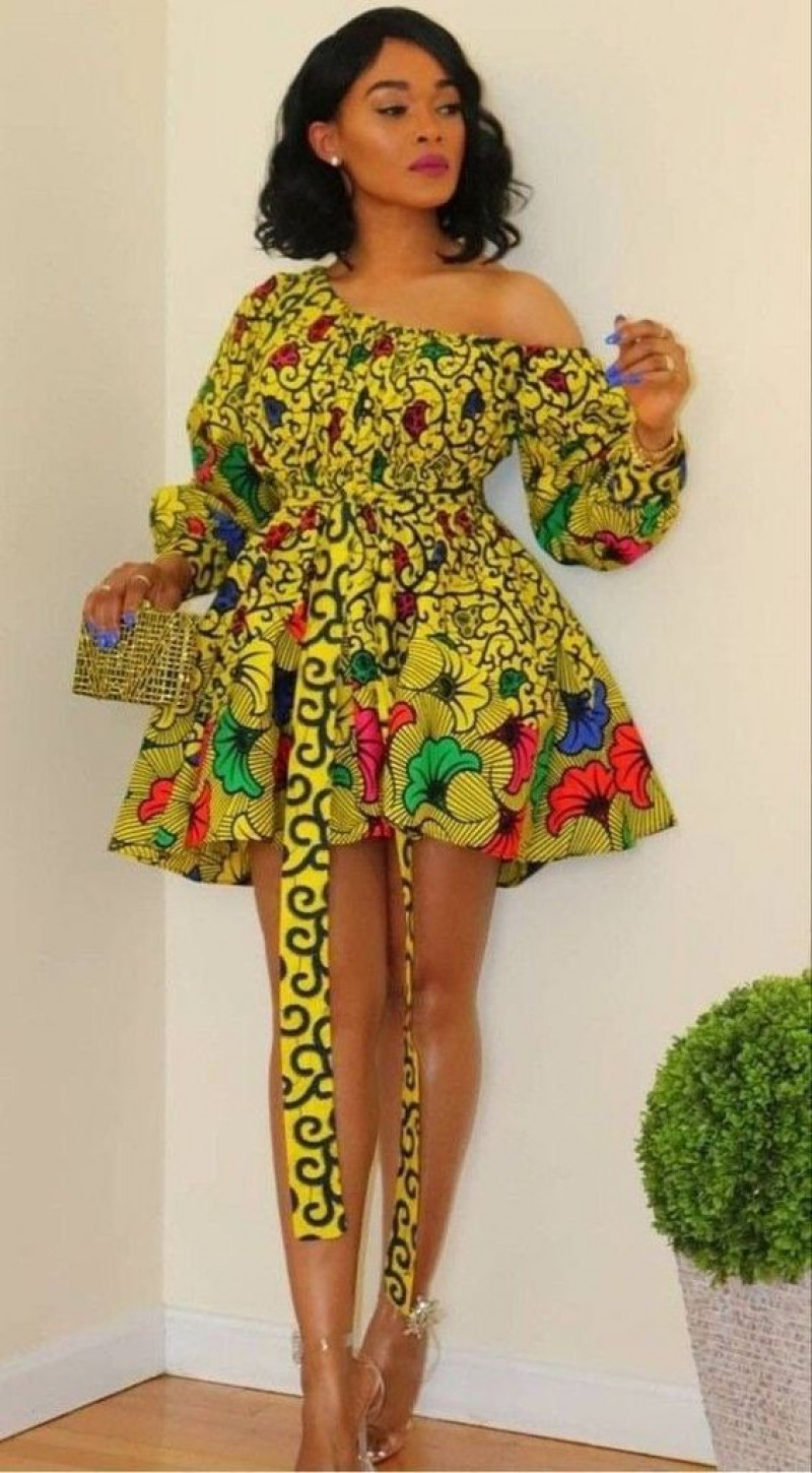 Golden  Mini Dress, African Dresses