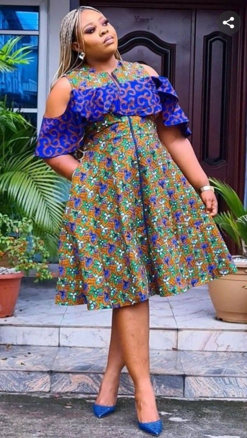   Midi Blouse Dress, Ankara Dress Styles