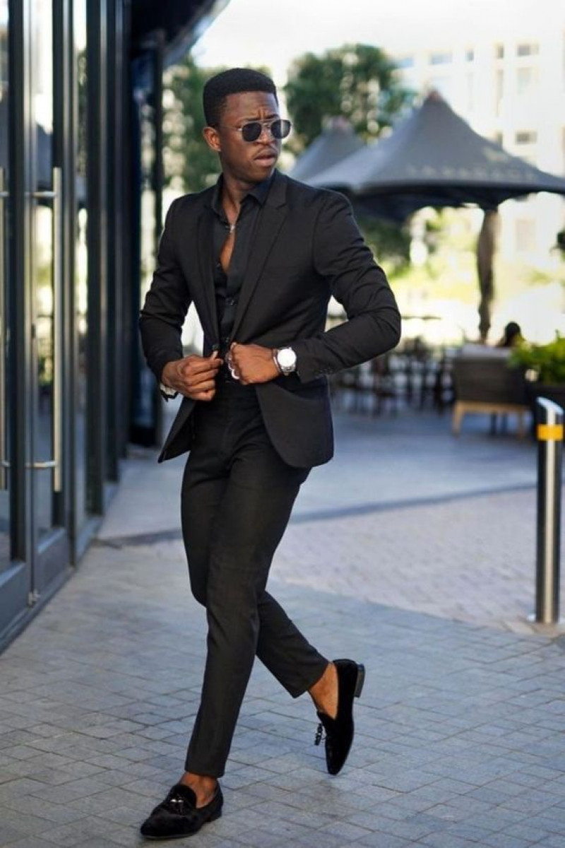 Black Suit Jackets And Tuxedo, Black Cotton Casual Trouser, Suits For Black Men