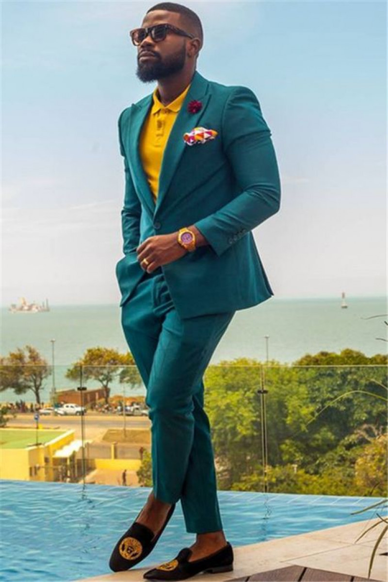 Turquoise Suit Jackets And Tuxedo, Turquoise Cotton Jeans, Suits For Black Men