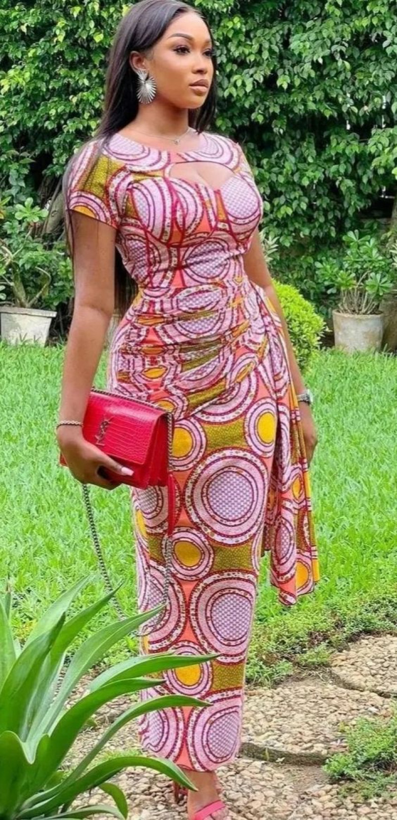 Pink  Maxi Blouse Dress, Ankara Gown Styles