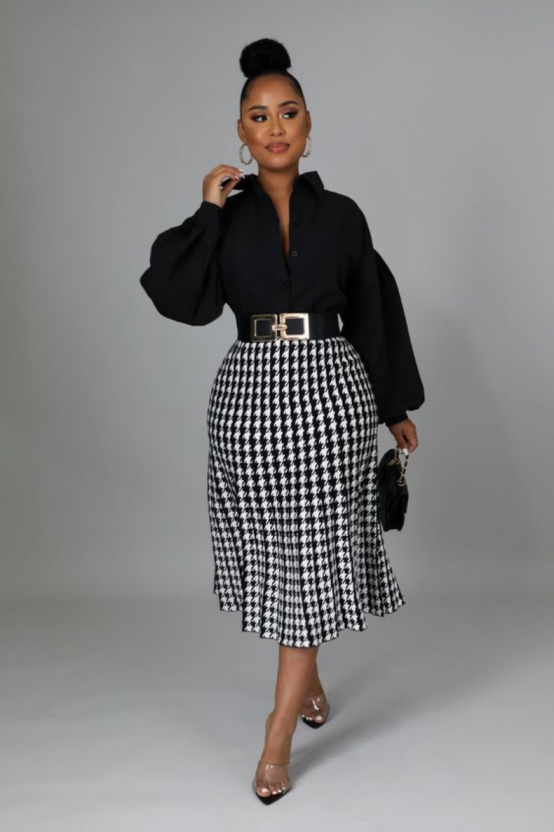 Black Long Sleeves Hoody, Tweed A-Line, Church Outfit Ideas