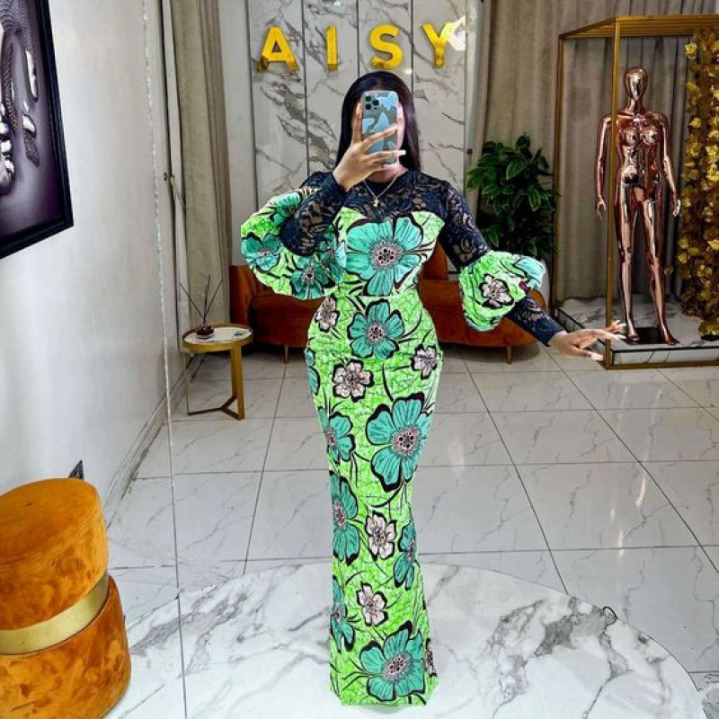 Green  Maxi Dress, Ankara Gown Styles