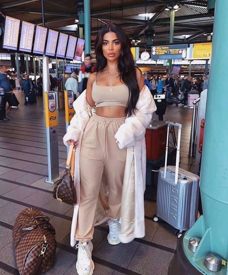 White Sleeveless Crop Top, Beige Silk Casual Trouser, Airport Outfits