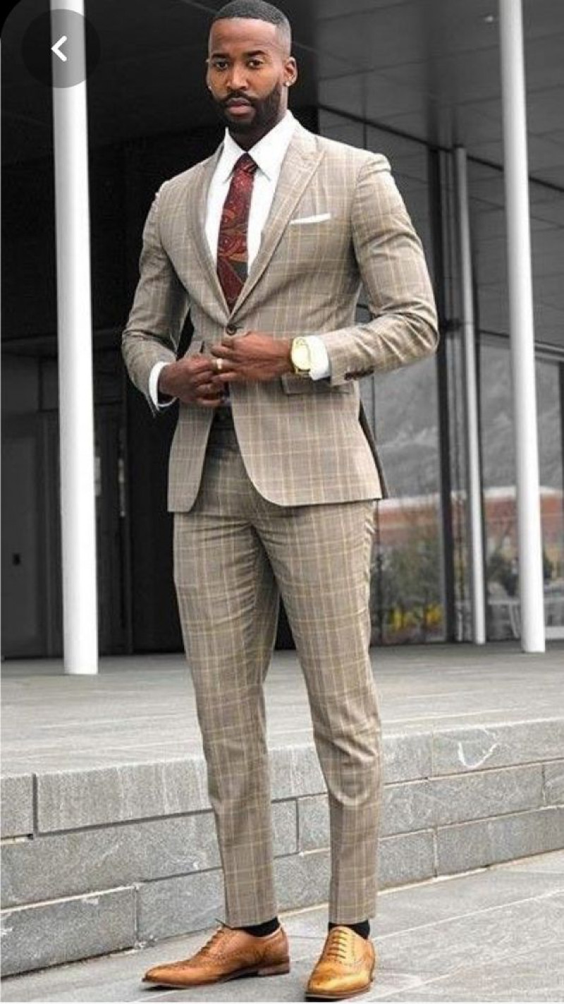 Beige Suit Jackets And Tuxedo, Grey Tweed Formal Trouser, Suits For Black Men
