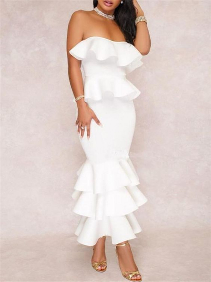 White Evening Dress Maxi Dress, White Outfits