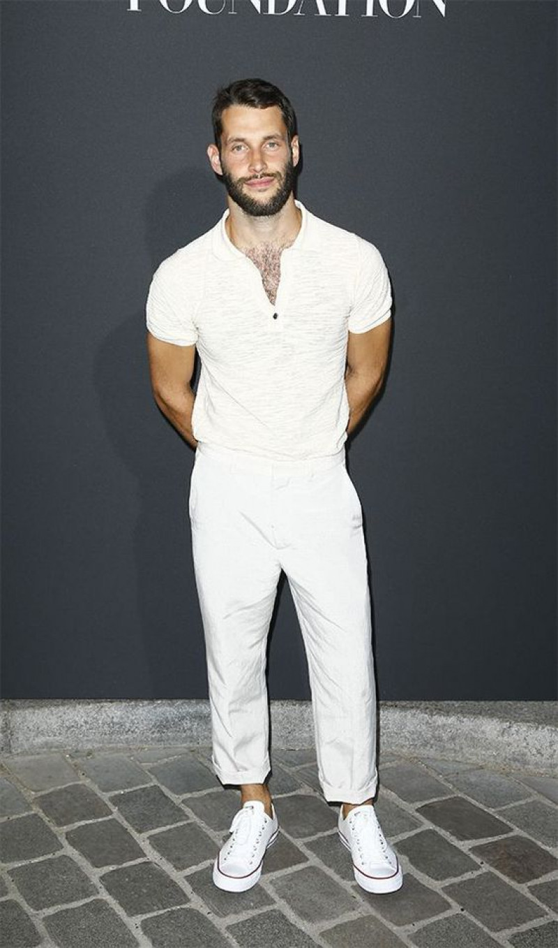 White Short Sleeves Polo-Shirt, White Cotton Sweat Pant, White Outfit