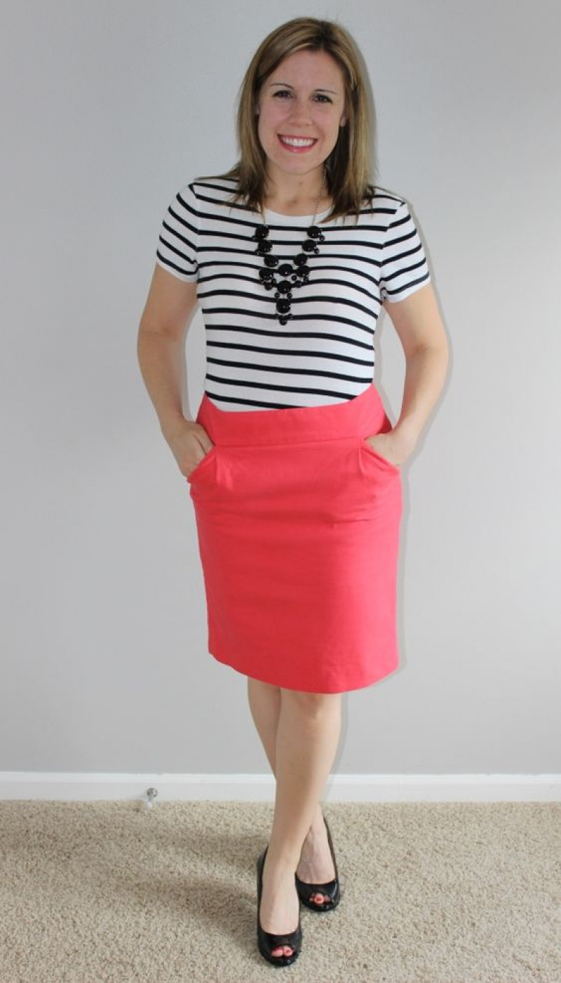 Short Sleeves T-Shirt, Pink Silk Casual Skirt, Coral Outfits