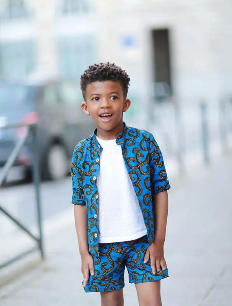 3/4 Sleeves Shirt, Cotton Casual Short, Ankara Outfits For Kids