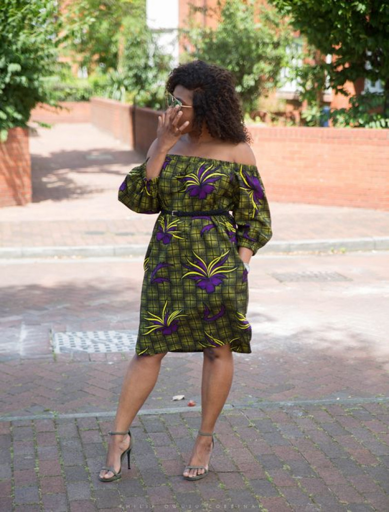   Midi Dress, Off Shoulder Chitenge Dresses