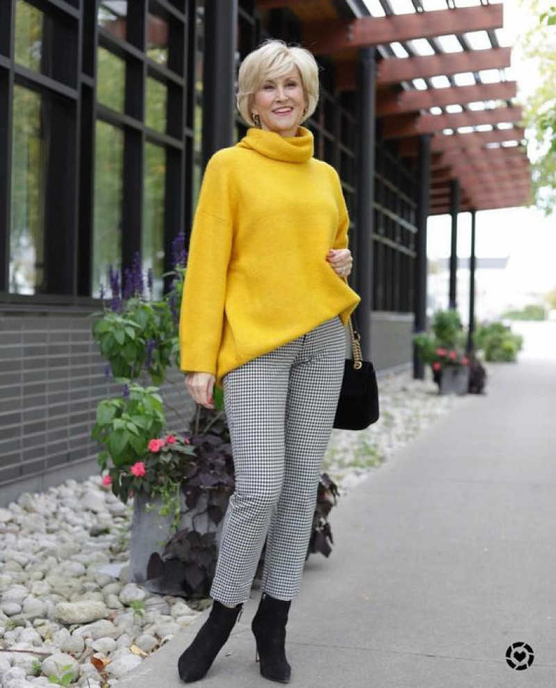 Yellow Long Sleeves Sweater, Cotton Casual Trouser, Outfits With Short Hair