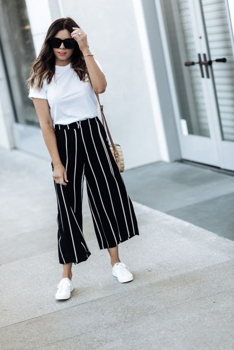 White Short Sleeves T-Shirt, Black Cotton Beach Pant, Outfit
