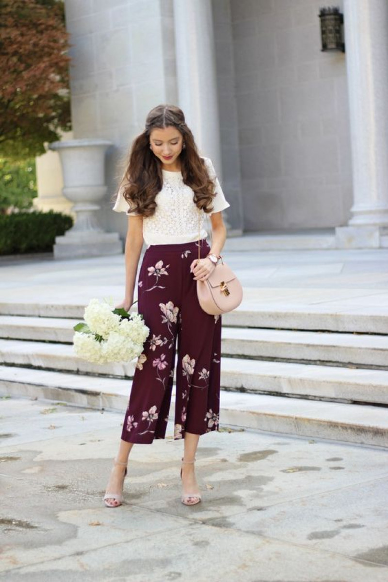 White Short Sleeves Shirt, Purple And Violet Cotton Beach Pant, Outfit