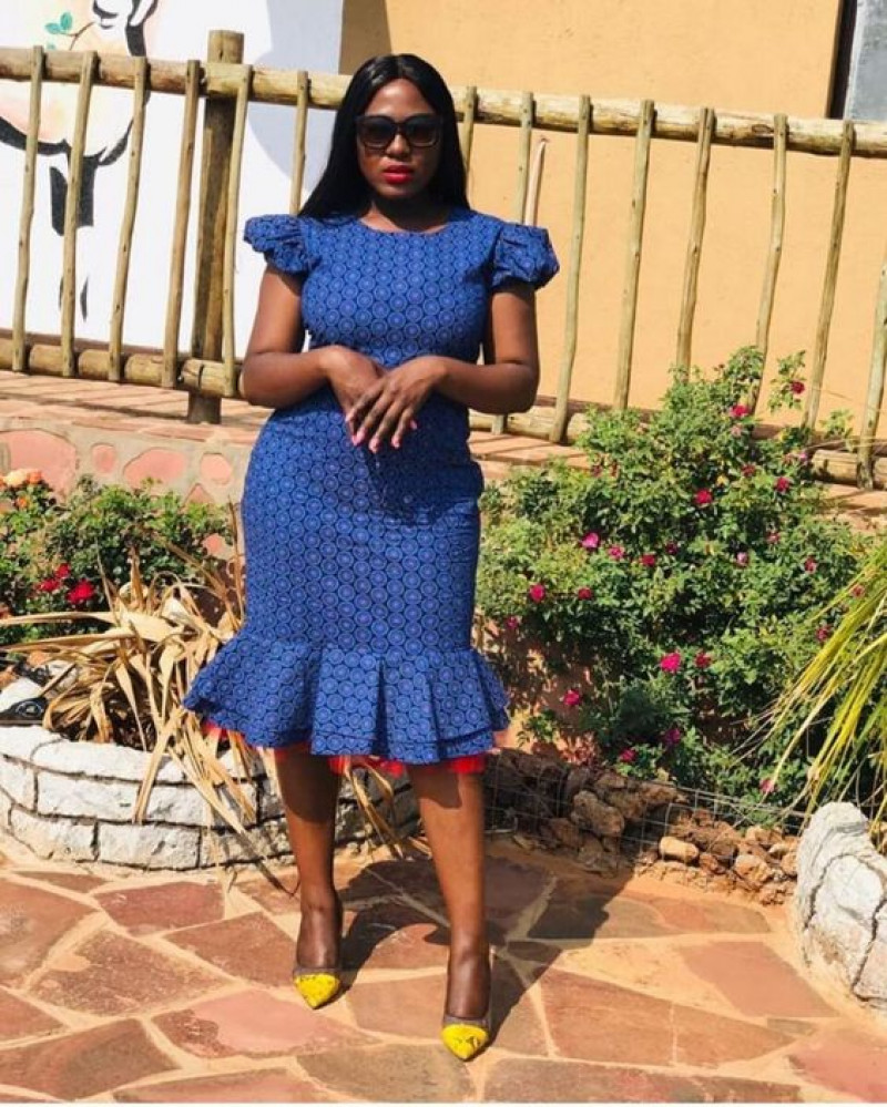 Dark Blue And Navy  Midi Blouse Dress, Seshoeshoe Patterns