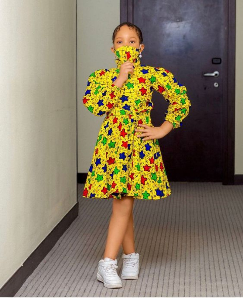 Yellow  Mini Blouse Dress, Ankara Outfits For Kids
