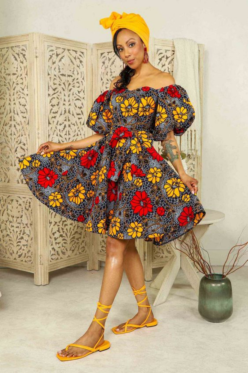   Midi Dress, Off Shoulder Chitenge Dresses