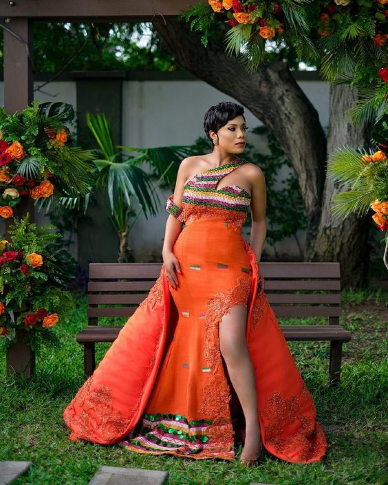 Orange Evening Dress Maxi Saree, Wedding Guest Dresses