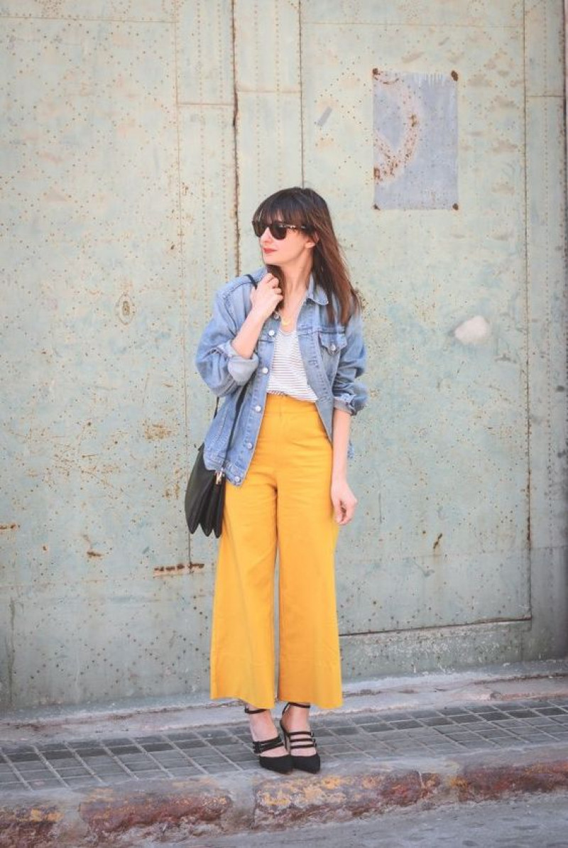 Light Blue Casual Jacket, Yellow Cotton Casual Trouser, Outfit