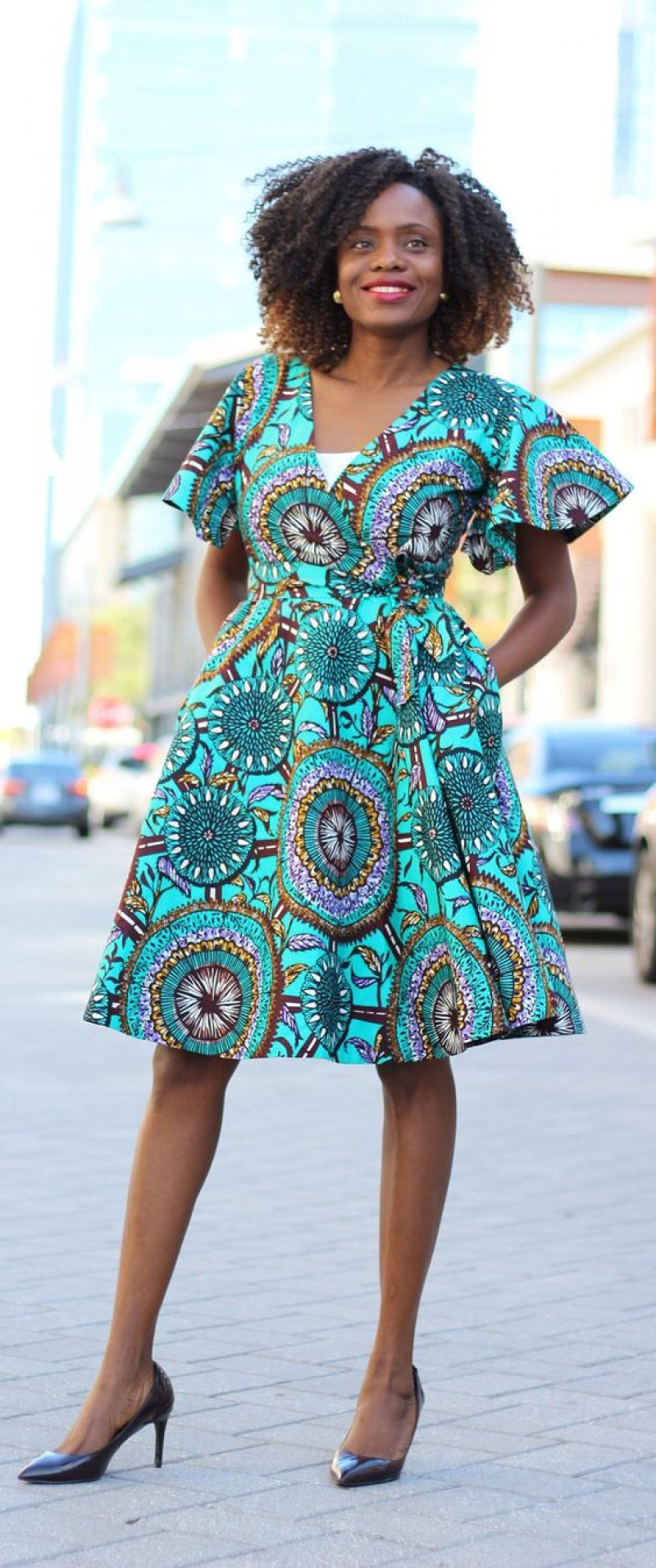   Midi Blouse Dress, Ankara Dresses