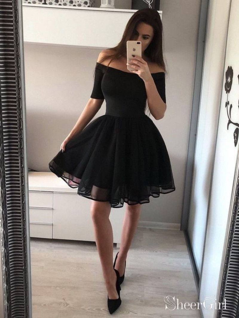 Black Cocktail Dress Midi Fit & Flare Dress, Black Dress Party Outfit