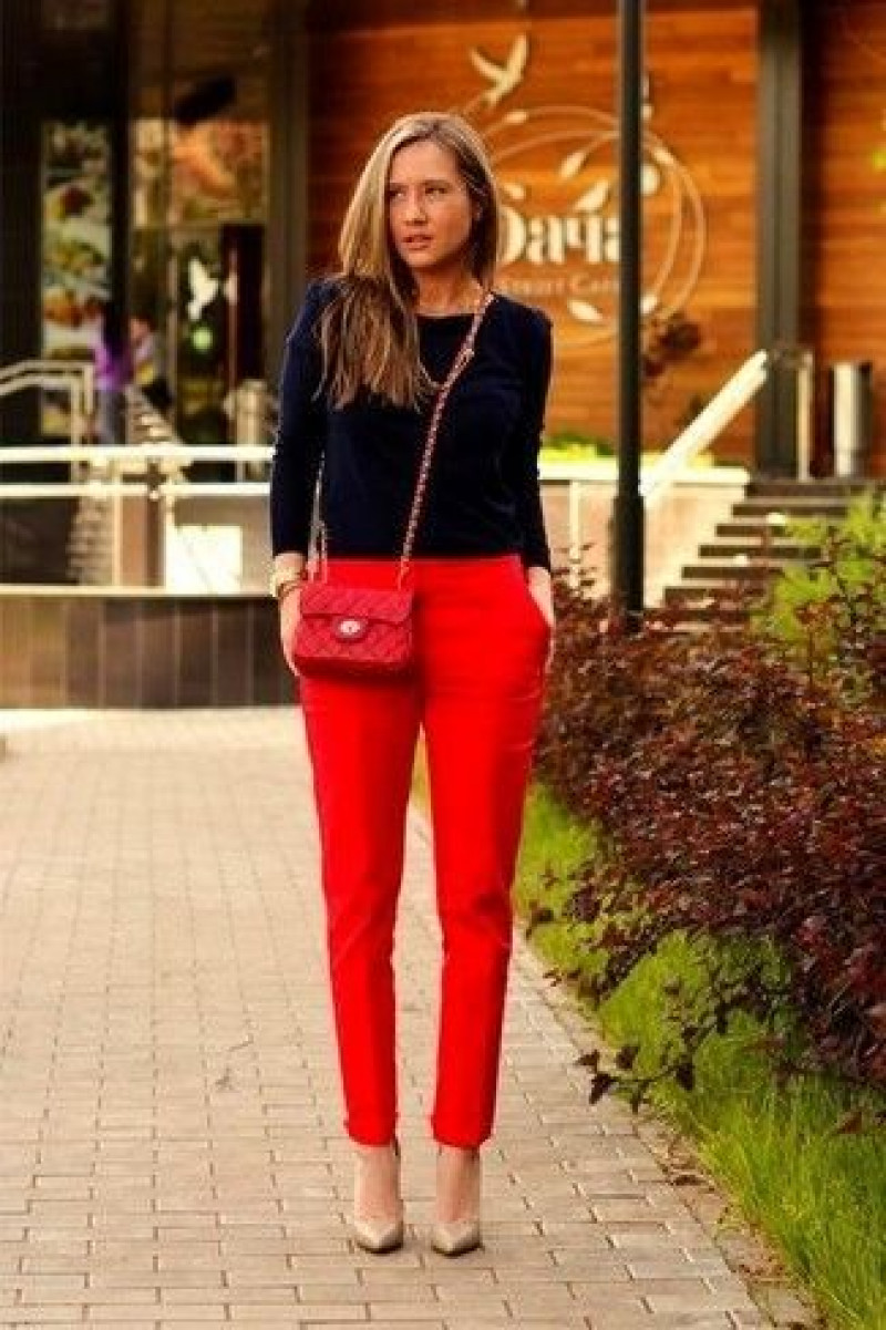 Dark Blue And Navy Jackets And Coat, Red Cotton Jeans, Outfits With Red Pants / Jeans