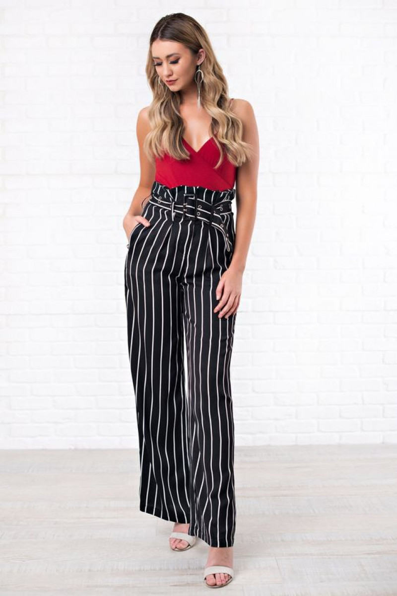 Red Sleeveless Top, Black Cotton Casual Trouser, Outfits