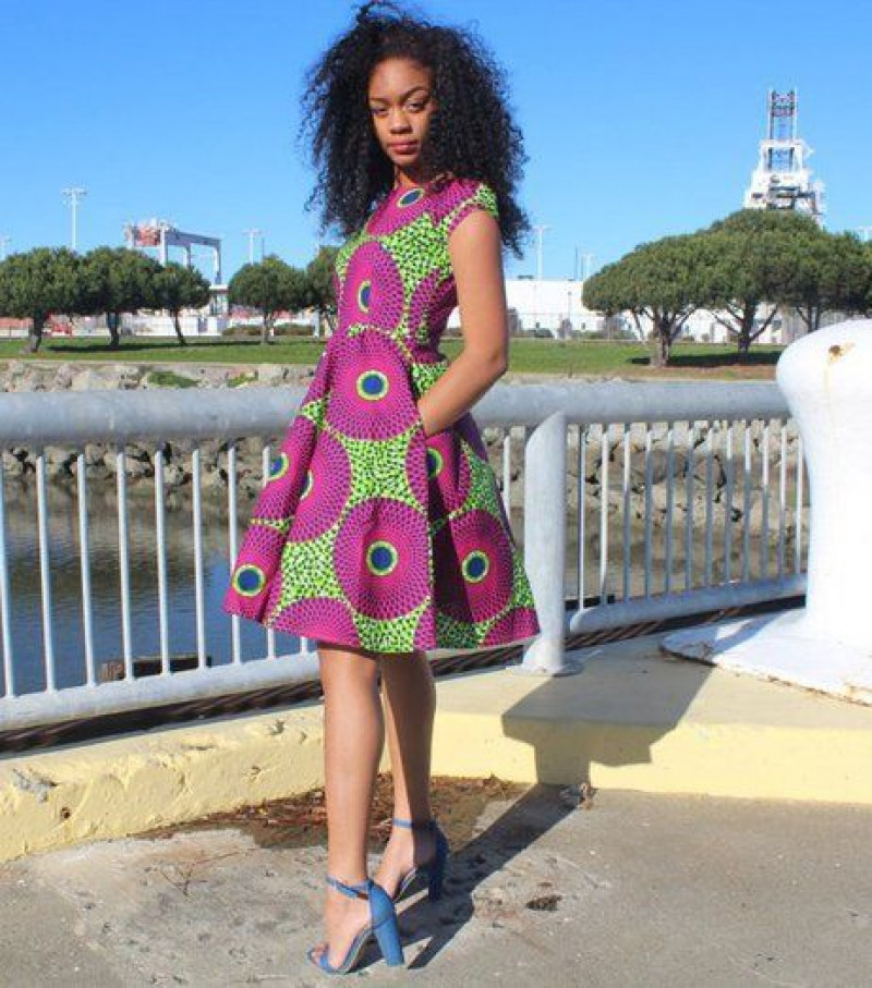 Purple And Violet  Mini Blouse Dress, Ankara Dresses