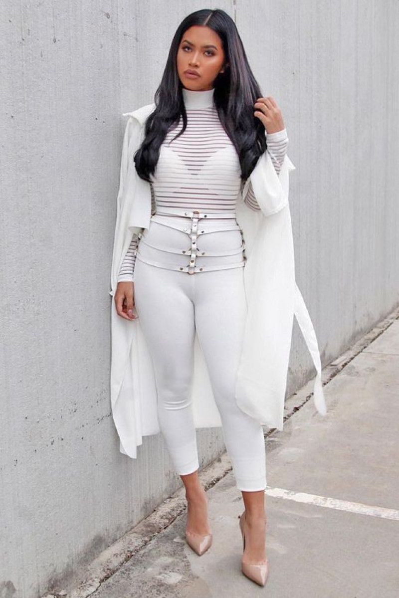 White Long Sleeves Upper, White Cotton Casual Trouser, White Outfits