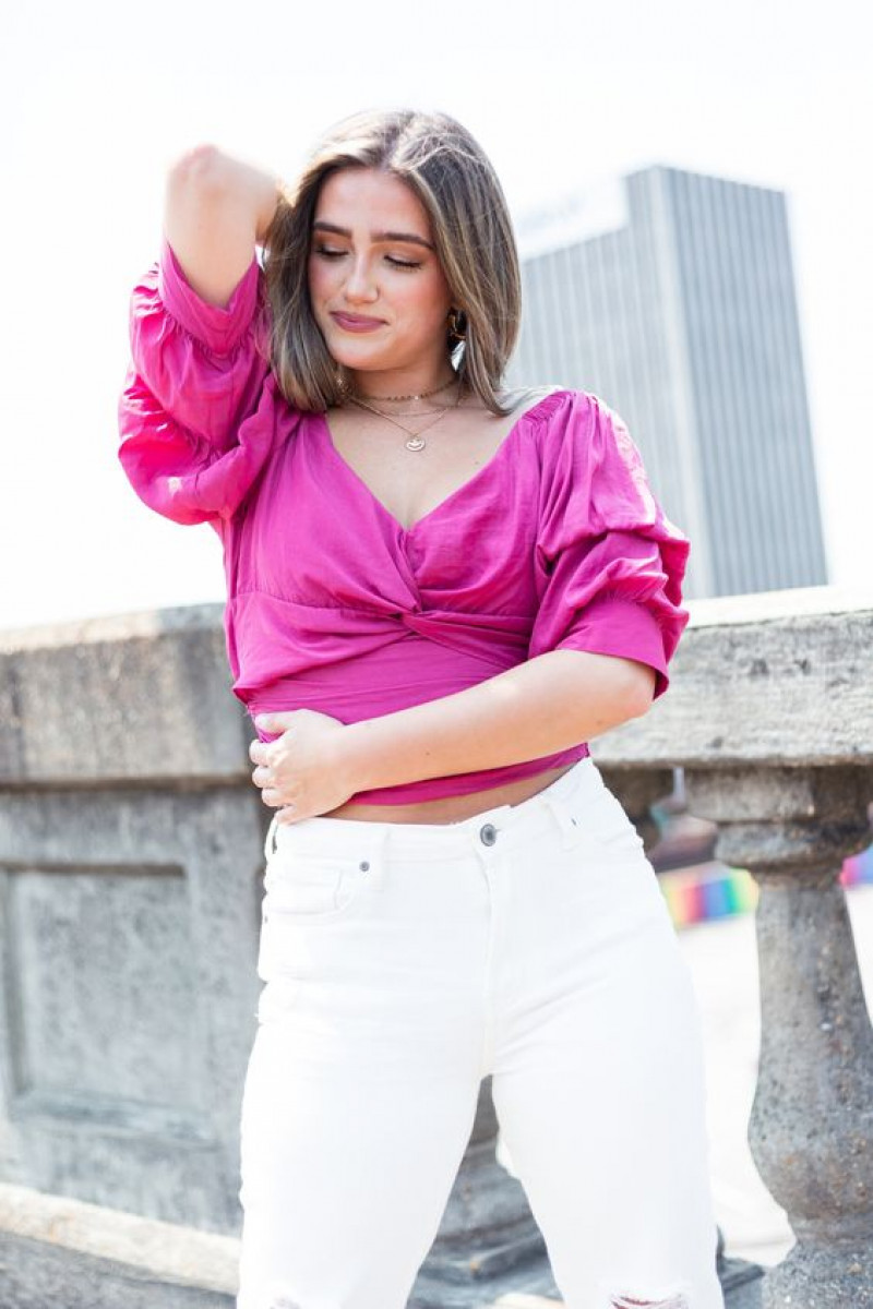 Pink 3/4 Sleeves T-Shirt, White Cotton Jeans, Outfits