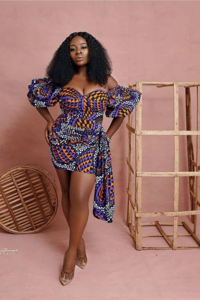 Mini Blouse Dress, Short Ankara Gown