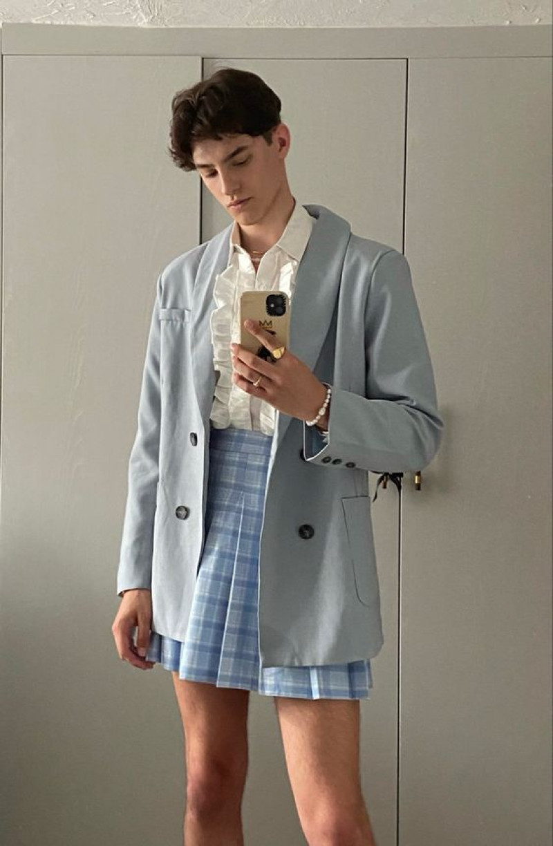 Grey Suit Jackets And Tuxedo, Grey Pleated, Femboy Outfits