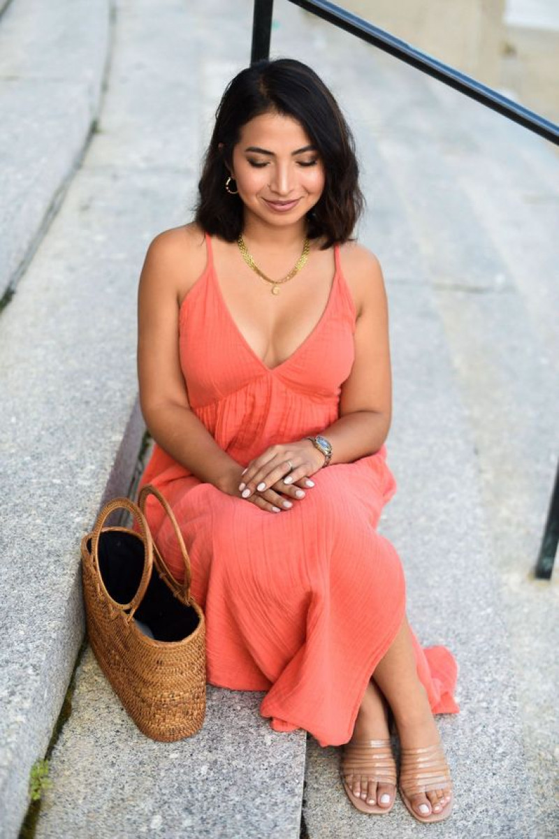 Orange  Midi Dress, Coral Outfits