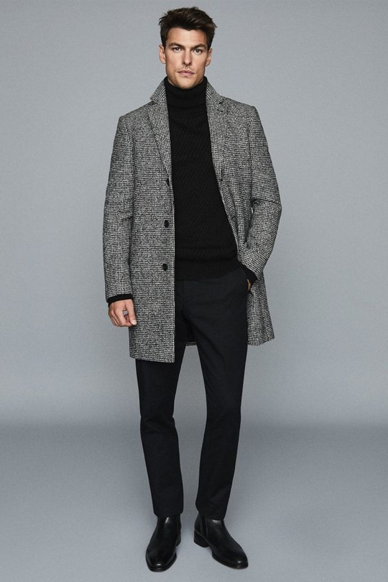Grey Wool Coat, Black Cotton Formal Trouser, Outfits