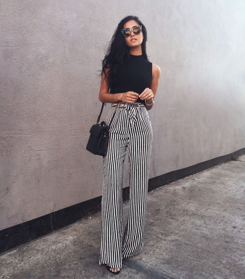 Black Sleeveless Crop Top, Cotton Beach Pant, Outfits
