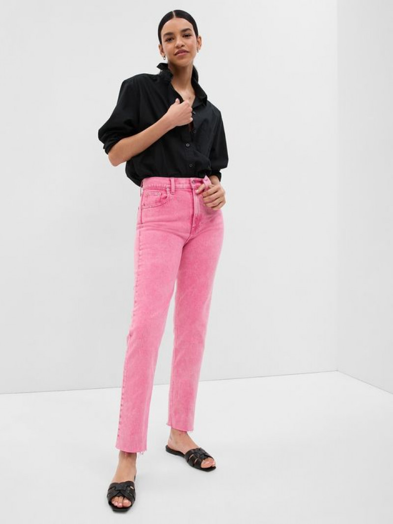 Black 3/4 Sleeves Shirt, Pink Velvet Jeans, Pink Jeans Outfit
