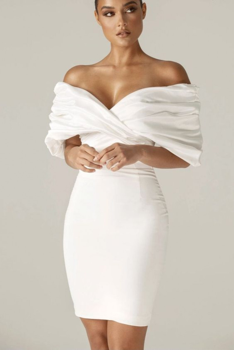 White Cocktail Dress Midi Sheath Dress, White Outfits