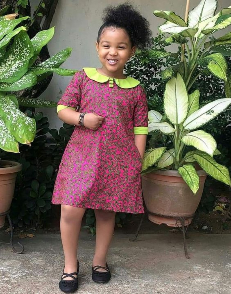 Purple And Violet  Not Visible Blouse Dress, Ankara Outfits For Kids