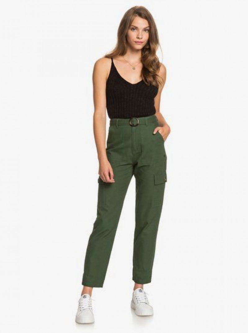 Black Sleeveless Top, Green Denim Casual Trouser, Green Cargo Pants Outfit