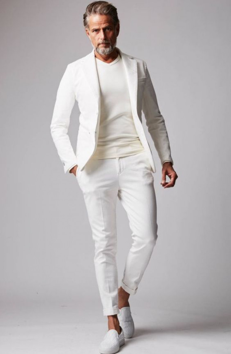 White Suit Jackets And Tuxedo, White Cotton Suit Trouser, White Outfit
