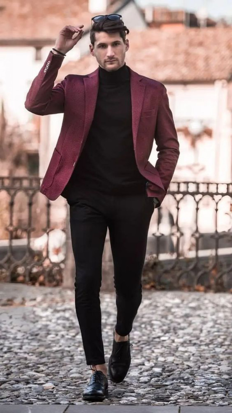 Purple And Violet Wool Coat, Black Cotton Formal Trouser, Outfits