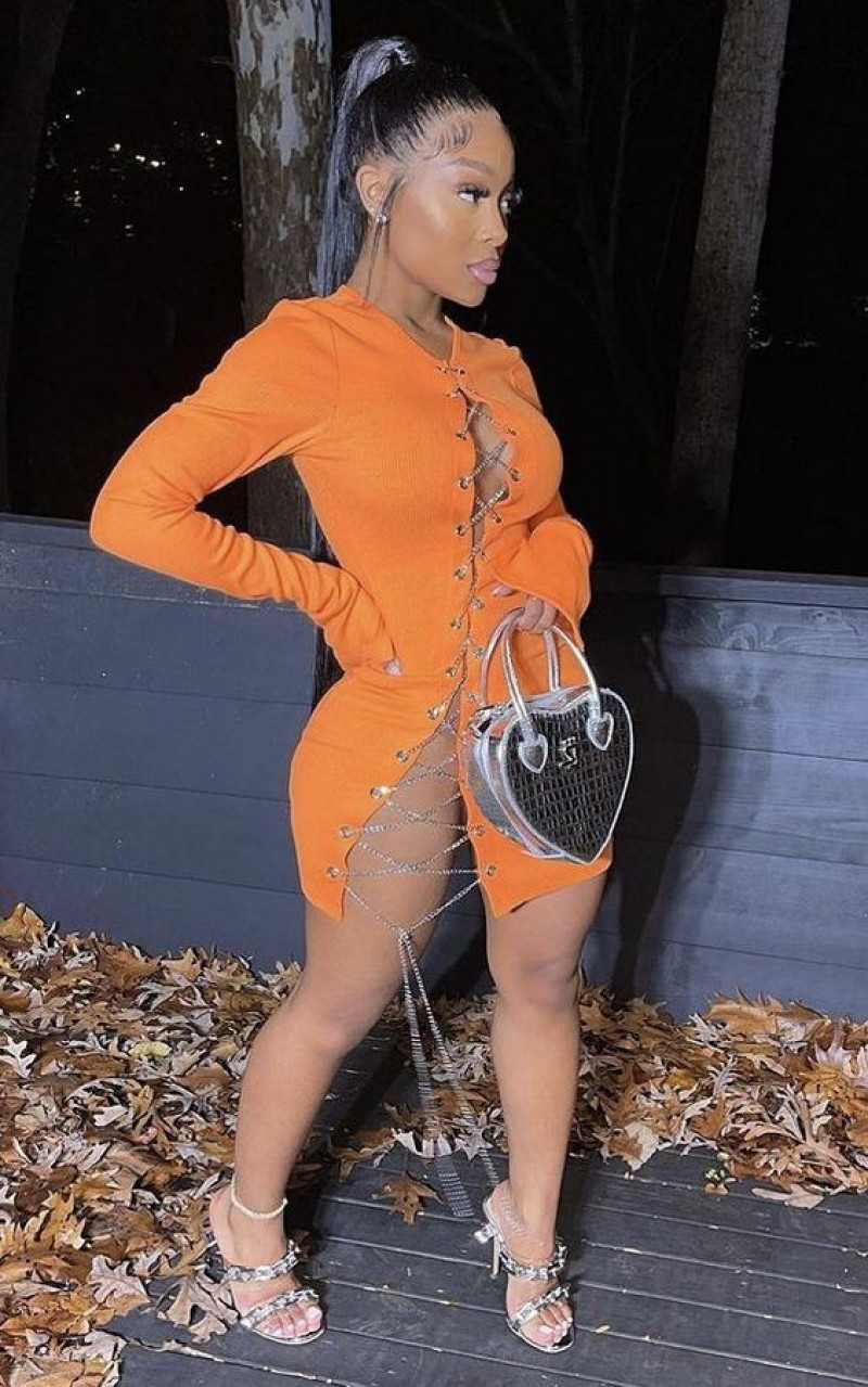 Orange Long Sleeves Shirt, Party Outfits