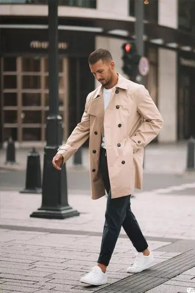 Beige Trench Coat, Black Cotton Suit Trouser, Coat Outfits