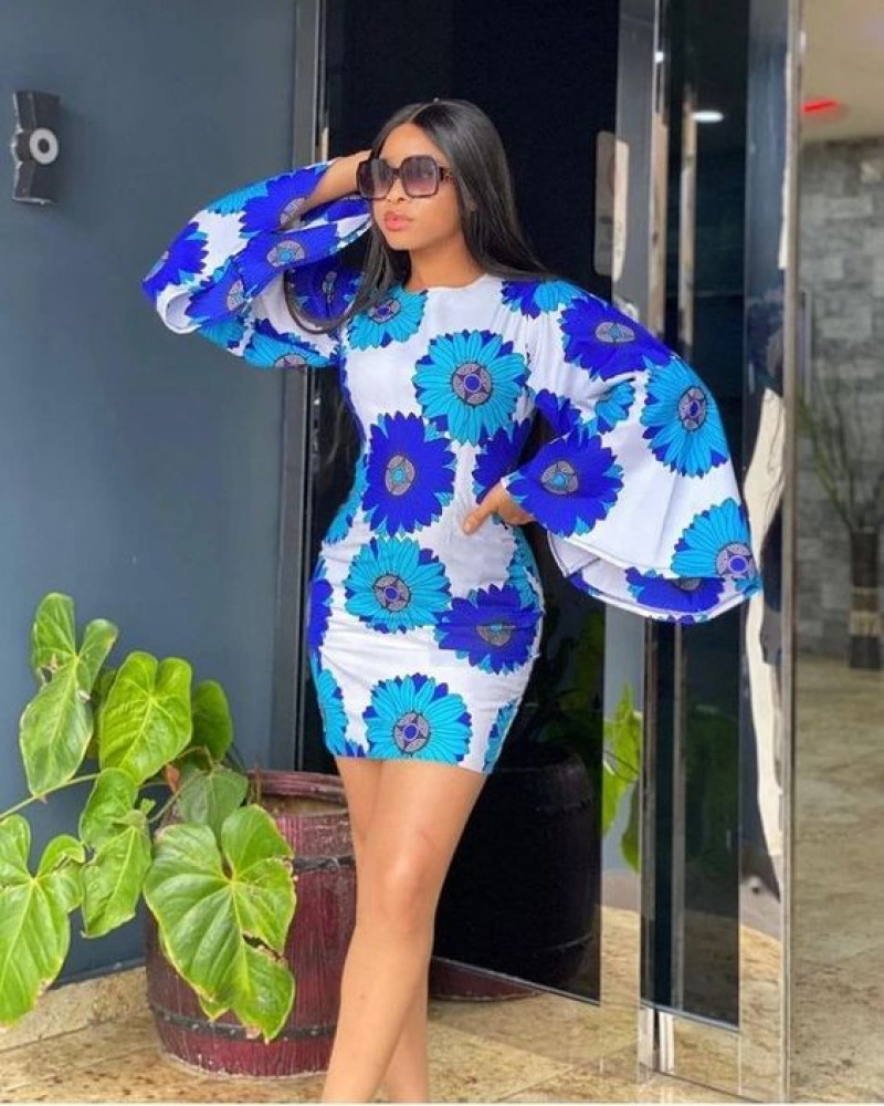 Long Sleeves Sweater, Short Ankara Gown