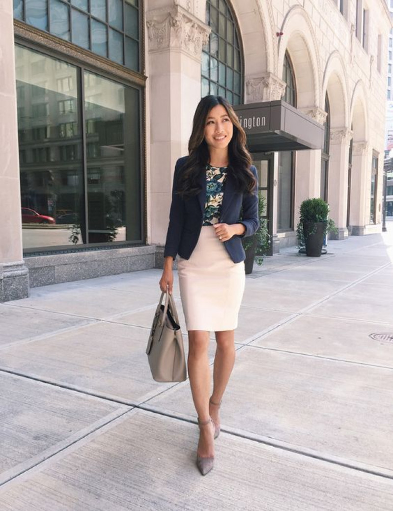 Dark Blue And Navy Suit Jackets And Tuxedo, Pink Denim Denim Skirt, Outfits