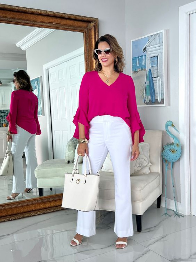 Red Long Sleeves Tunic, White Cotton Jeans, Outfits